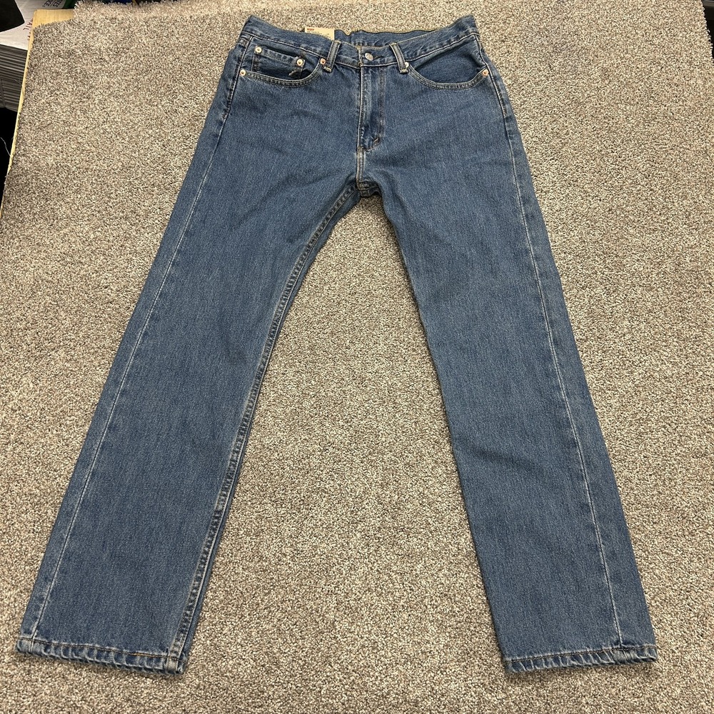 Levis 505 Regular Fit Jeans Mens 33x32 Medium Wash Blue Denim Straight Casual